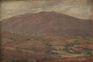 Windmills Prints: Landscape near Sétúbal, Portugal, 1839. Creator: Thorald Brendstrup