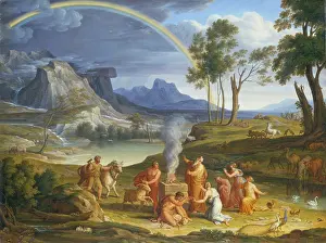 Hope Prints: Landscape with Noah, Offering a Sacrifice of Gratitude, 1803. Creator: Joseph Anton Koch
