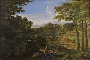 Nicolas 1594 1665 Prints: Landscape with two Nymphs and a Snake, ca 1659. Artist: Poussin, Nicolas (1594-1665)