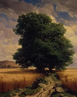 Sunny Prints: Landscape with Oaks, 1859. Creator: Alexandre Calame