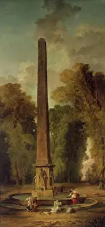 Washing Prints: Landscape with an Obelisk, 1802. Creator: Hubert Robert