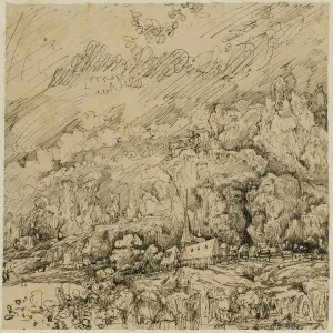 Bresdin Rodolphe Prints: Landscape with an Old Church, n. d. Creator: Rodolphe Bresdin