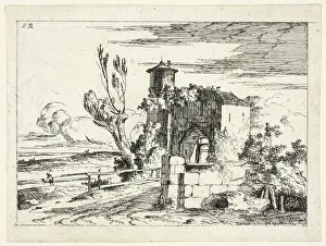 Louis Gabriel Moreau Prints: Landscape with Old Gateway, 1779-97. Creator: Louis Gabriel Moreau