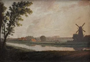 Pauelsen Erik Prints: Landscape outside Copenhagen with Frederiksberg Church and Palace in the Distance