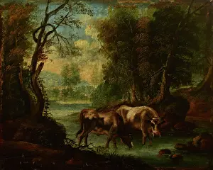 Thirsty Prints: Landscape with Oxen, turn of the 18th and 19th centuries. Creator: Unknown