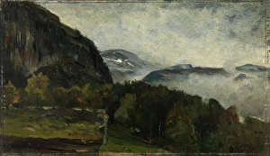 Gerhard Morgenstjerne Munthe Prints: Landscape at Oylo in Mist, 1879. Creator: Gerhard Munthe