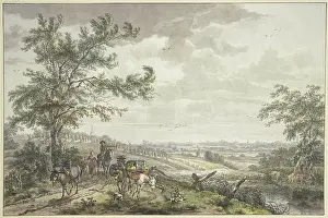 Van Drielst Egbert Prints: Landscape with Pack Donkeys, near Hilversum, (1779?). Creator: Egbert van Drielst