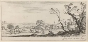 Landscape with Peasant Preparing to Cross a Stream, in or before 1647