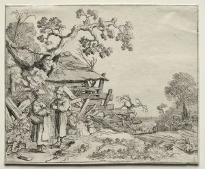 Pieter Molyn Dutch Prints: Landscape with Two Peasants Conversing, 1626. Creator: Pieter Molyn (Dutch, 1595-1661)