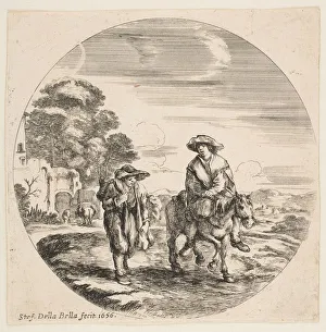 Locatio Prints: Landscape with Two Peasants, One Riding a Horse, from Landscapes and seaports