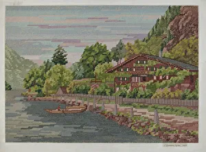 Petit Point Prints: Landscape in Petit Point, 1937. Creator: J. Howard Iams