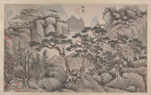 Zhou Shen Prints: Landscape with Four Pines. Creator: Unknown