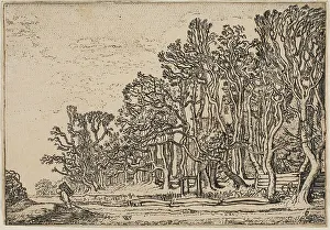 Willhelm Buytenweg Prints: Landscape with Plank-Hedges and Man Bearing Wood