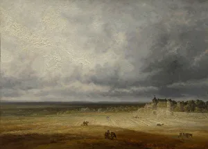 Georges Michel Prints: Landscape with a Plowed Field and a Village, probably after 1827. Creator: Georges Michel