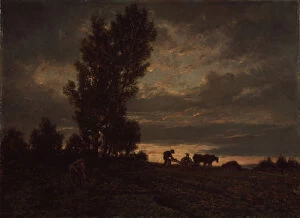 Landscape with a Plowman, 1860s. Artist: Rousseau, Theodore (1812-1867)