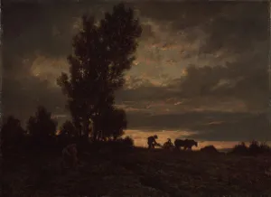 Landscape with a Plowman, 1860s. Artist: Rousseau, Theodore (1812-1867) Landscape with a Plowman, 1860s. Artist: Rousseau, Theodore (1812-1867)