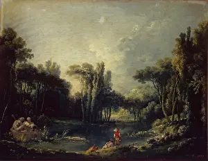 Peaceful Prints: Landscape with a Pond, 1746. Creator: Francois Boucher