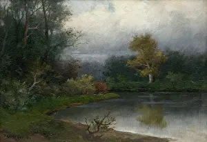 Landscape with pond, c 1900. Creator: Felician Moczik