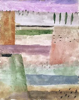 Pastel Prints: Landscape with Poplars, 1929. Creator: Paul Klee