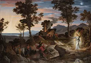 Legendary Prints: Landscape with the Prophet Balaam and his donkey, c1832. Creator: Joseph Anton Koch