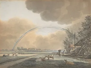 Van Der Prints: Landscape with a Rainbow over a Farmhouse and Distant Village, n. d