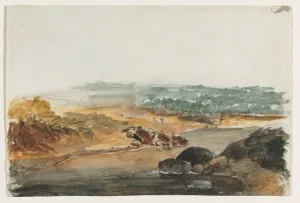 Watercolour With Gouache Prints: Landscape (recto). Creator: Antoine-Louis Barye (French, 1796-1875)