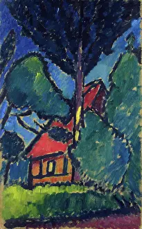 Remote Prints: Landscape with Red House, 1911. Creator: Alexei Jawlensky