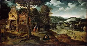 Wayside Prints: Landscape with the Rest on the Flight into Egypt, c1524. Creator: Joachim Patinir