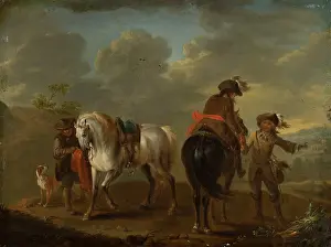 Cloudy Prints: Landscape with Riders, 1700-1800. Creator: August Querfurt