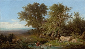 Landscape with river and group of trees, 1870. Creator: Karol Marko