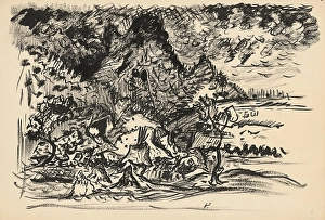 Settlement Prints: Landscape with a river (Study), c1935. Creator: Arnold Peter Weisz-Kubincan