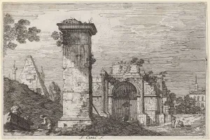 Landscape with Ruined Monuments, c. 1735/1746. Creator: Canaletto Landscape with Ruined Monuments, c. 1735/1746. Creator: Canaletto