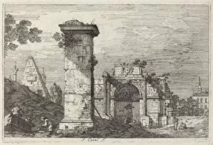 Landscape with Ruined Monuments, c. 1740. Creator: Canaletto