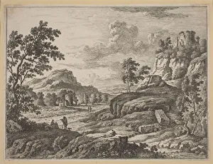 Johann Christoph Dietzsch Prints: Landscape with Two Ruined Towers. Creator: Johann Christoph Dietzsch