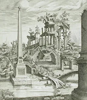 Hendrick Hondius I Prints: Landscape with Ruins, 1596. Creator: Hendrick Hondius I
