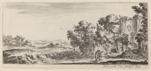 Cowherds Prints: Landscape with Ruins, in or before 1647. Creator: Stefano della Bella
