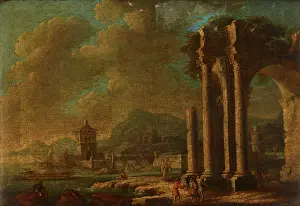 Lighthouse Prints: Landscape with Ruins, 2nd half of 18th century. Creator: Leonardo Coccorante