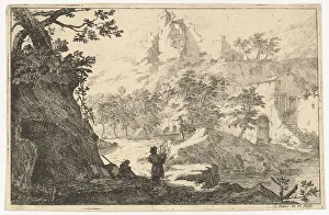 Metrop Prints: Landscape with Ruins of a Castle on a Hill, early 18th century. Creator: Jan Smees