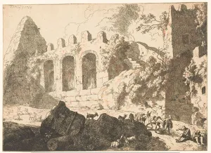 Dietrici Prints: Landscape with ruins and a pyramid, 1769. Creator: Christian Wilhelm Ernst Dietrich