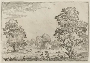 Ercole Bazicaluva Prints: Landscape with Runaway Horses, 1638. Creator: Ercole Bazicaluva