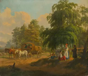 Feudalism Gallery: Landscape with Russian Troika, 1801. Creator: Venetsianov, Alexei Gavrilovich (1780-1847)