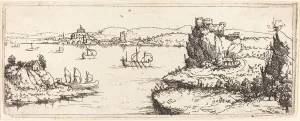 Hirschvogel Augustin Prints: Landscape with Sail Boats, 1546. Creator: Augustin Hirschvogel