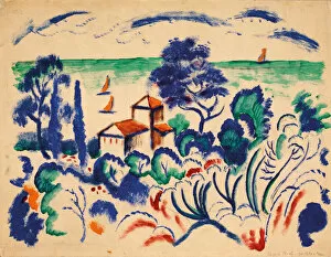 Gouache On Paper Gallery: Landscape with sailboats, 1913-1914