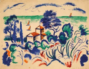 Macke Prints: Landscape with sailboats, 1913-1914