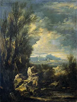 Magnasco Alessandro Prints: Landscape with Saint Bruno ?, 1700-1749. Creator: Alessandro Magnasco