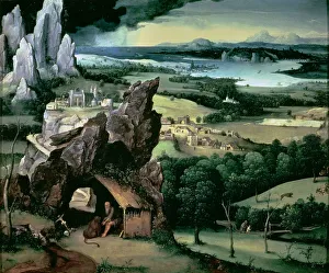 15th 16th Centuries Prints: Landscape with Saint Jerome, by Joachim Patinir