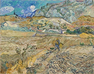Vincent Van Gogh Prints: Landscape at Saint-Remy (Enclosed Field with Peasant), 1889. Creator: Vincent van Gogh