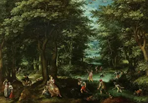 Farmhands Prints: Landscape with a Scene from the Myth of Latona and the Lycian Peasants