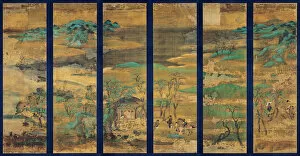 Byobu Gallery: Landscape screen, 11th-12th century. Artist: Anonymous