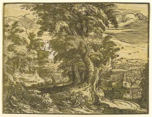Goltzius Prints: Landscape with Seated Couple, after 1595. Creator: Hendrik Goltzius